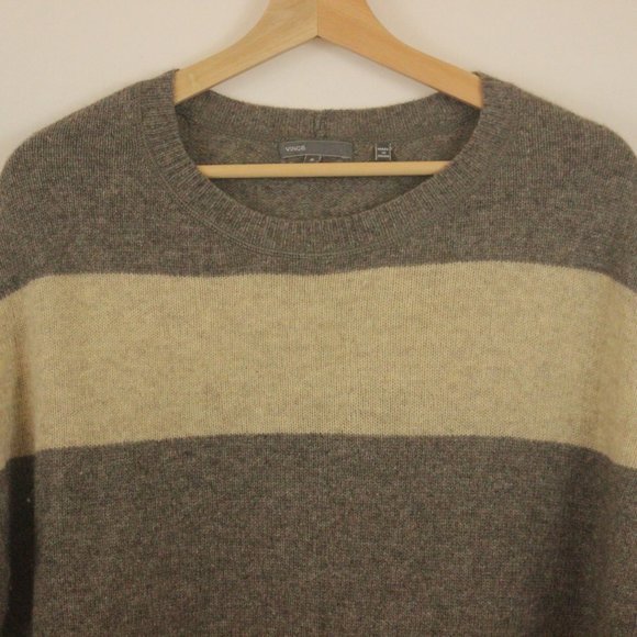 Vince Wool & Yak Hair Striped Sweater Gray Beige Size Small - Picture 8 of 8